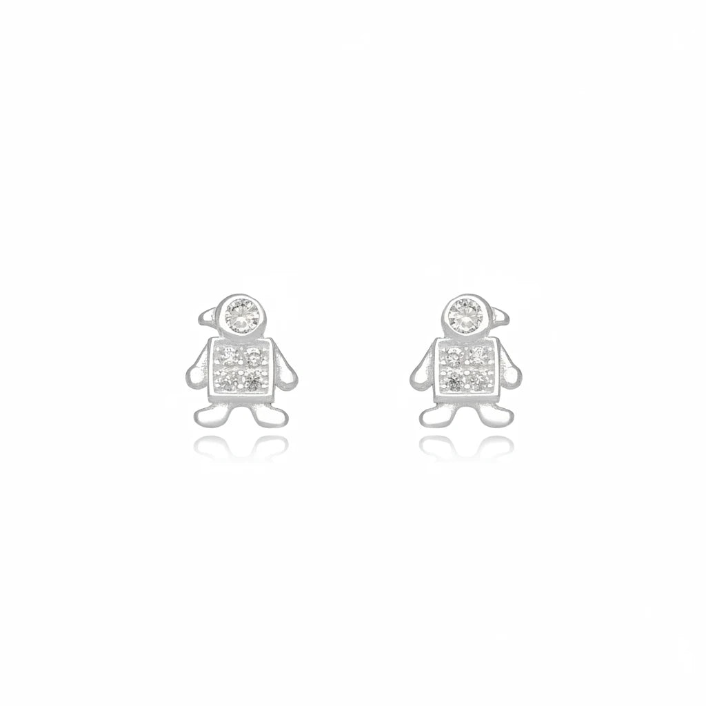 Small Boy Studded Stud Earrings - 925 Silver