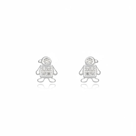 Small Boy Studded Stud Earrings - 925 Silver