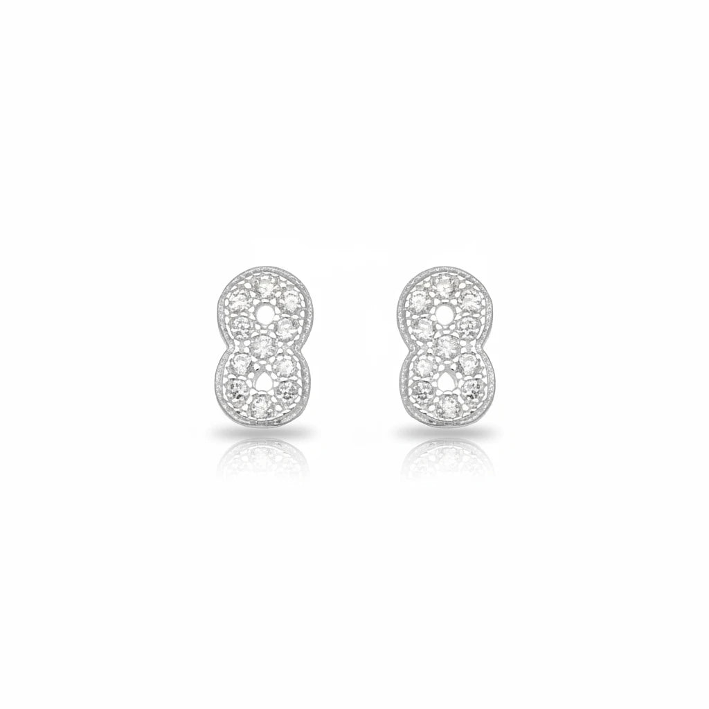 Small Infinity Studded Stud Earrings - 925 Silver