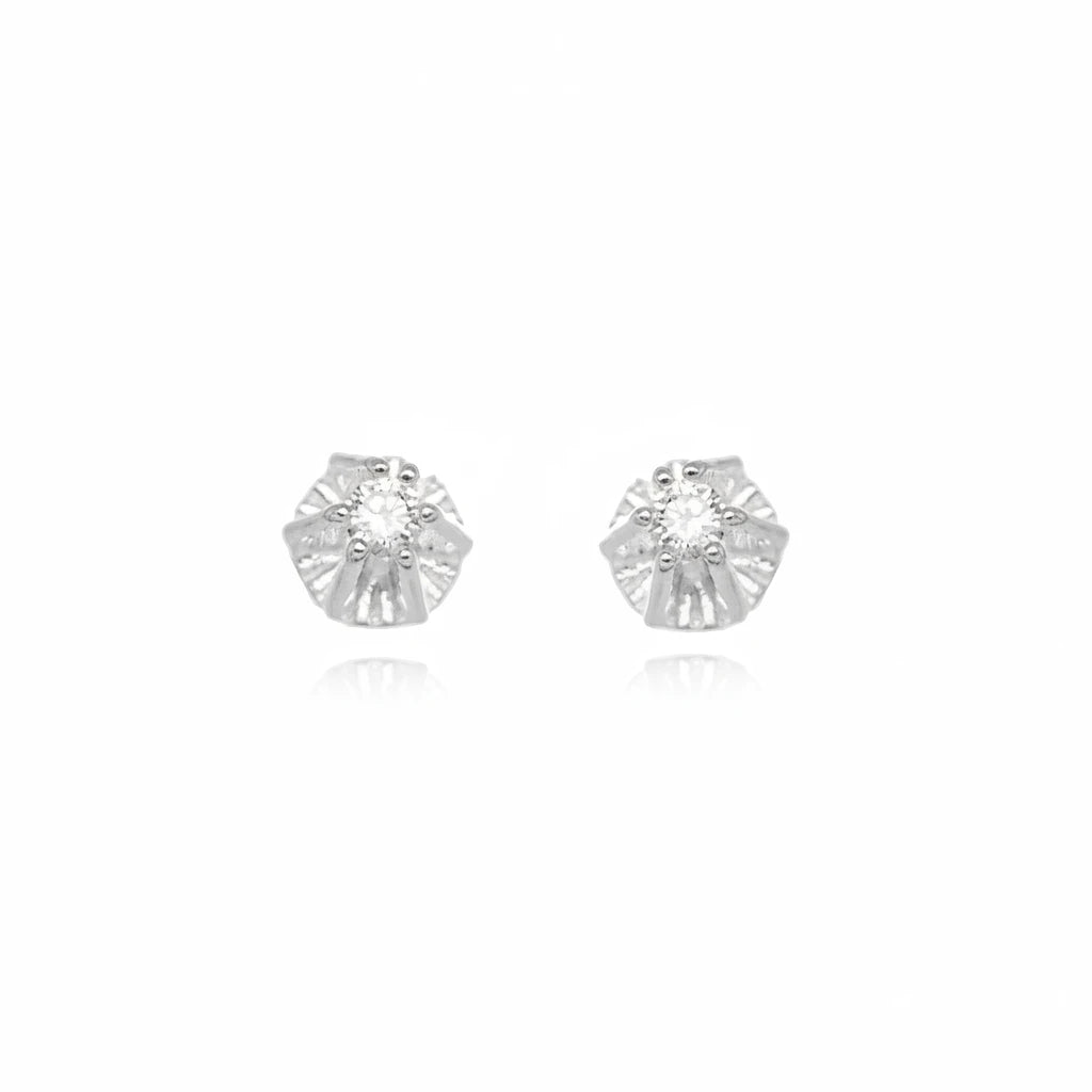 Mini Cubic Zirconia Stud Earrings - 925 Silver