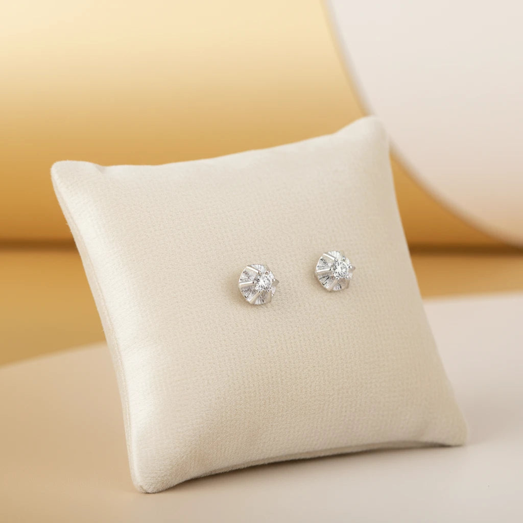 Mini Cubic Zirconia Stud Earrings - 925 Silver