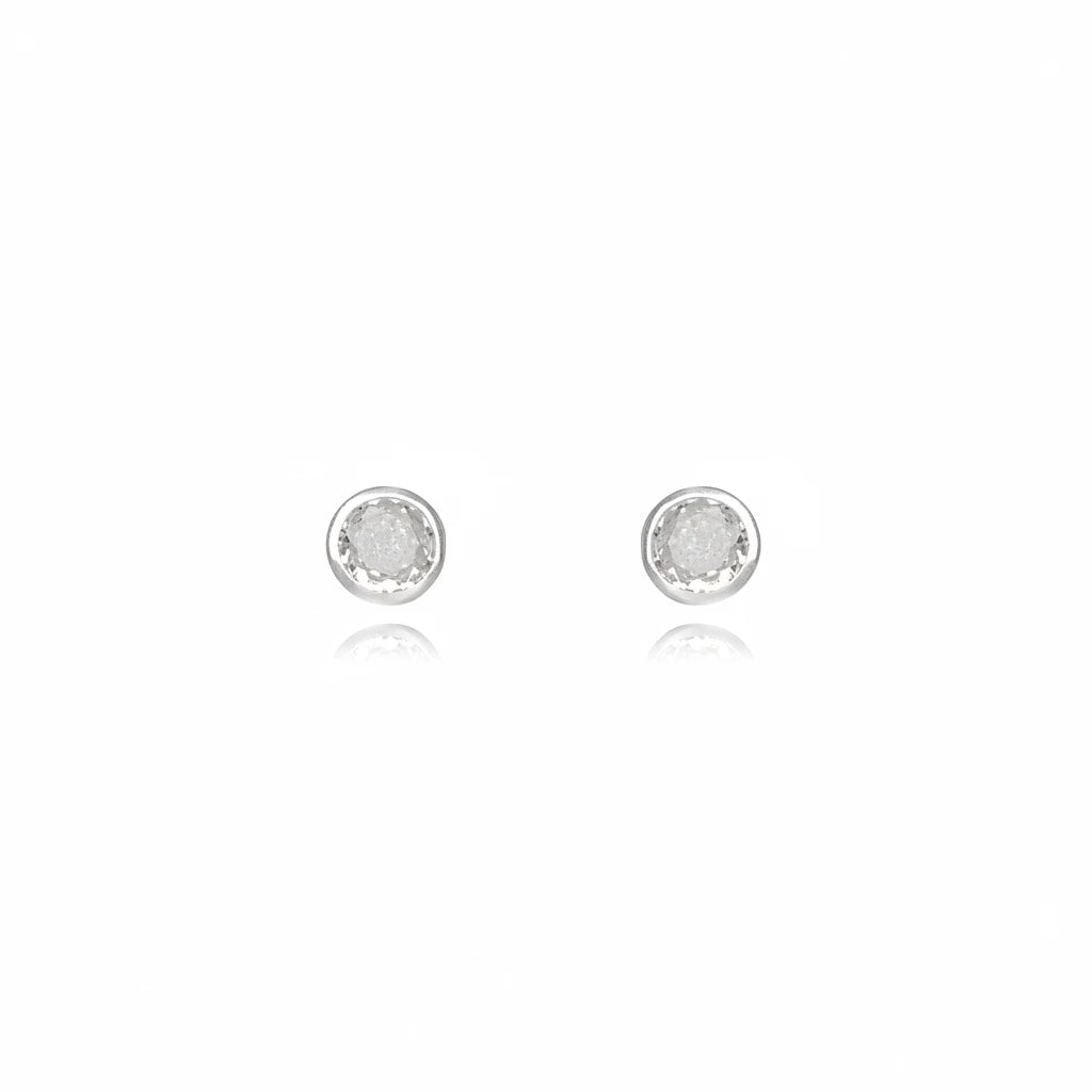 Solitaire Cubic Zirconia Stud Earrings - 925 Silver