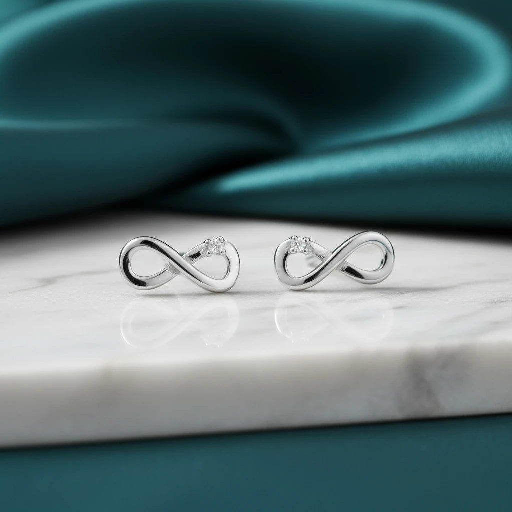 Small Infinity Stud Earrings - 925 Silver