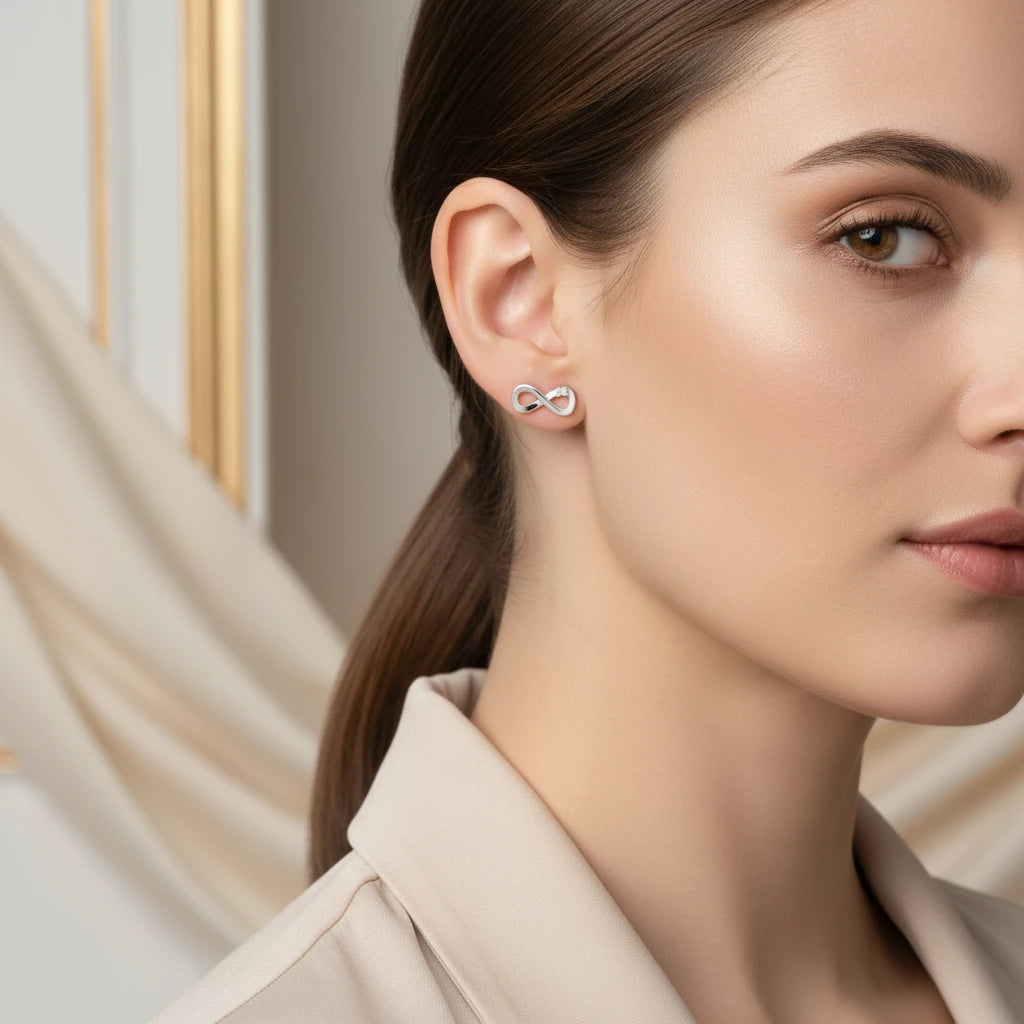 Small Infinity Stud Earrings - 925 Silver