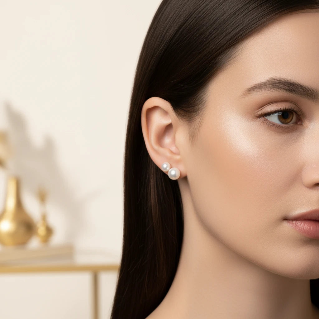 Duo Pearls Earrings - 925 Silver