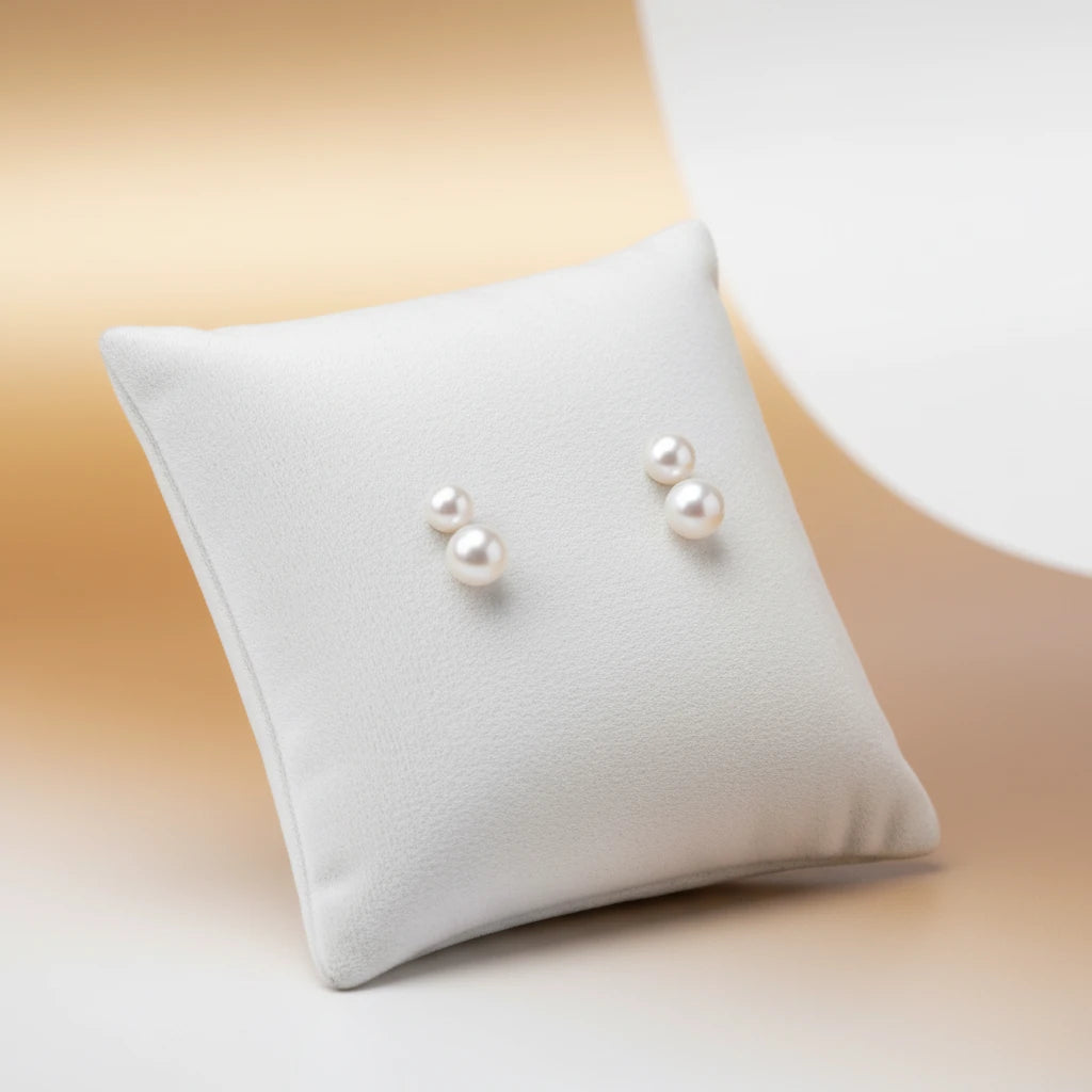 Duo Pearls Earrings - 925 Silver