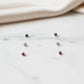 Delicate Trio of Mini Color Zirconia Studs 18K Gold Plated Earrings