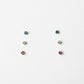 Delicate Trio of Mini Color Zirconia Studs 18K Gold Plated Earrings