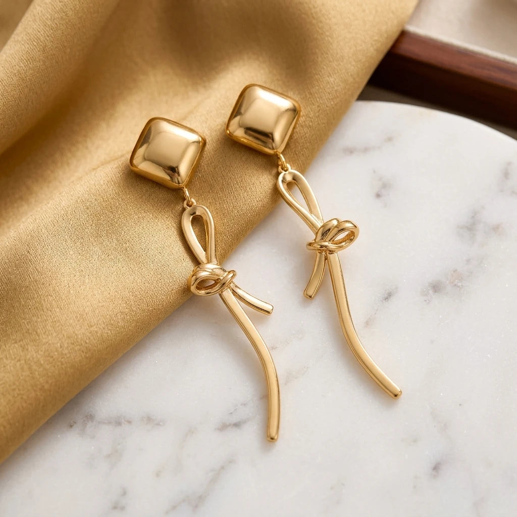Convertible Square Dome Stud Earrings - 18K Gold Plated
