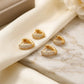 Duo Heart Studded Zirconia 18K Gold Plated Earrings