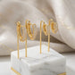 Duo Heart Studded Zirconia 18K Gold Plated Earrings