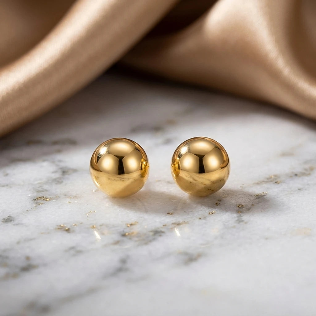 Classical Ball Stud Earrings - 18K Gold Plated