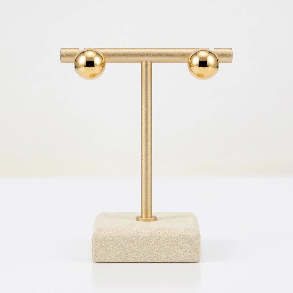 Classical Ball Stud Earrings - 18K Gold Plated