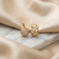 18K Gold Plated Dangling Round Studded Zirconia Earrings