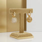 18K Gold Plated Dangling Round Studded Zirconia Earrings