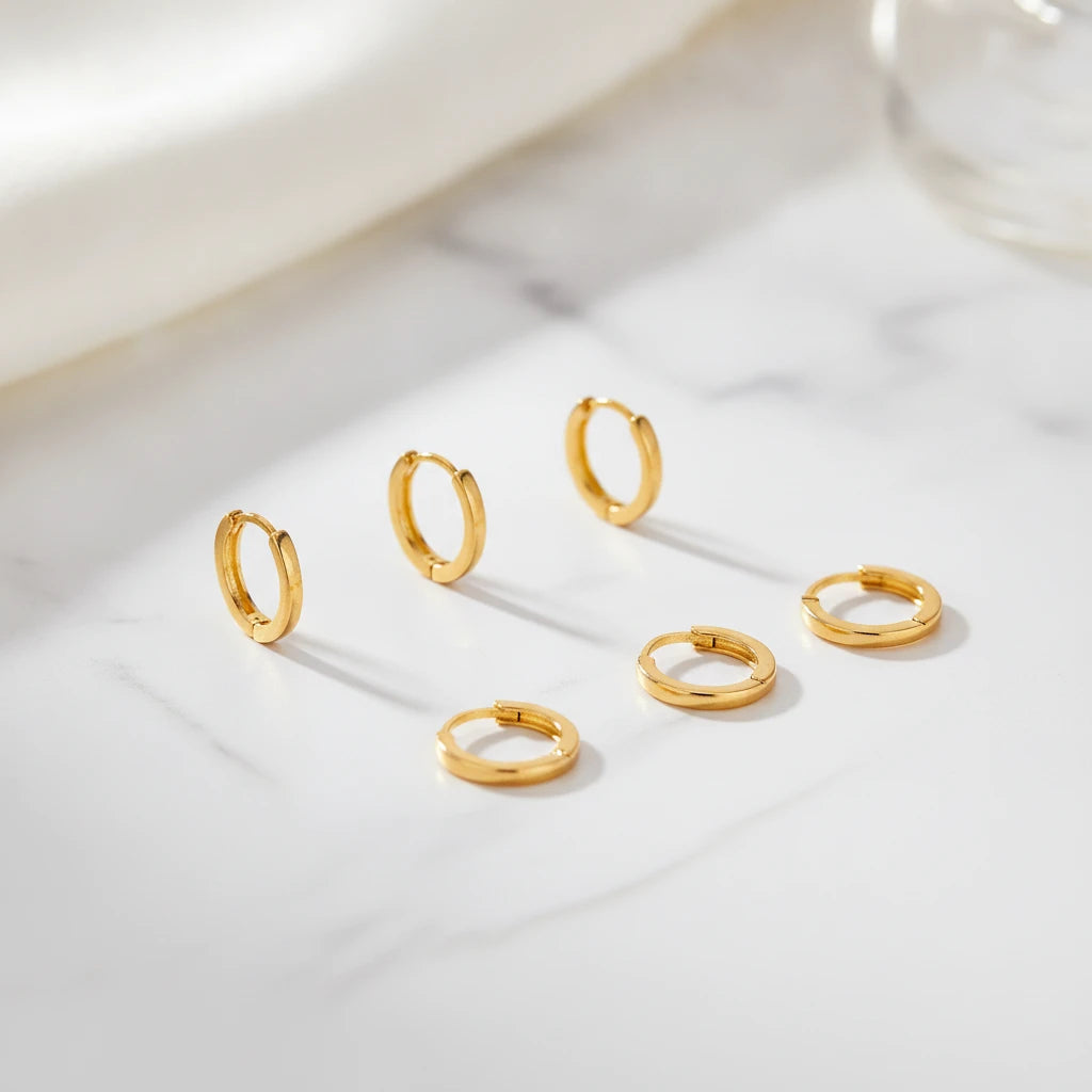 Trio Click Hoops Earrings - 18K Gold Plated