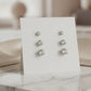 Sterling Silver Trio Round Zirconia Studs Earrings