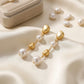 Brushed Details and Pearls Earrings - 18K Gold Plated