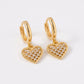 Hoops Dangling Studded Zirconia Heart Earrings - 18K Gold Plated