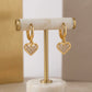 Hoops Dangling Studded Zirconia Heart Earrings - 18K Gold Plated