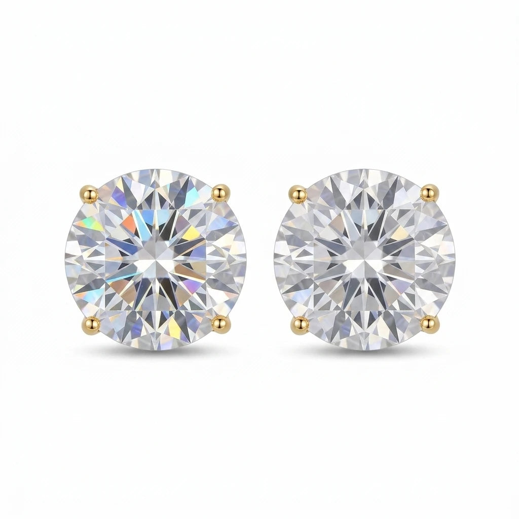 Maxi Round Cubic Zirconia Studs Earrings - 18K Gold Plated