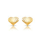 Fluted Heart Shape Stud Earrings - 18K Gold Plated