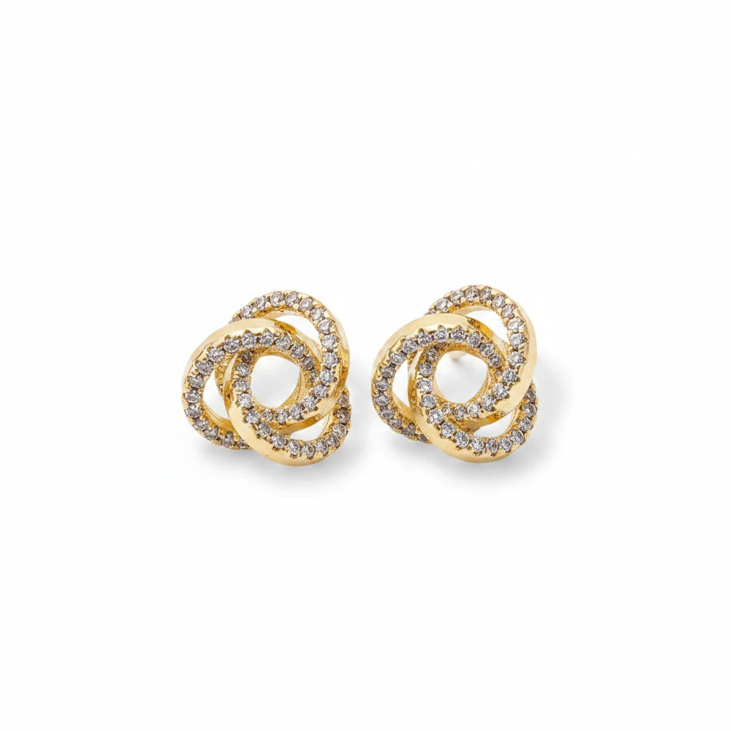 Infinity Stud Zirconia Studded - 18K Gold Plated Earrings