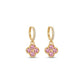 Click Hoops Dangling Studded Pink Zirconia Clover - 18K Gold Plated Earrings