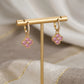 Click Hoops Dangling Studded Pink Zirconia Clover - 18K Gold Plated Earrings