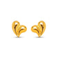 Curved Heart Shape Stud Earrings - 18K Gold Plated