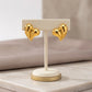 Curved Heart Shape Stud Earrings - 18K Gold Plated