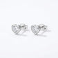 Delicate Heart Zirconia Stud Earrings - White Rhodium Plated