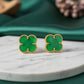 Green Lucky Clover - 18K Gold Plated Earrings