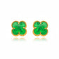 Green Lucky Clover - 18K Gold Plated Earrings