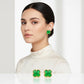 Green Lucky Clover - 18K Gold Plated Earrings