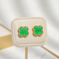 Green Lucky Clover - 18K Gold Plated Earrings