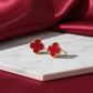 Red Lucky Clover - 18K Gold Plated Earrings