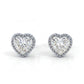 Delicate Studded Heart Stud Earrings - White Rhodium Plated