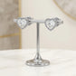 Delicate Studded Heart Stud Earrings - White Rhodium Plated