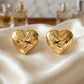 Maxi Organic Texture Heart Shape Stud Earrings - 18K Gold Plated