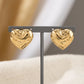 Maxi Organic Texture Heart Shape Stud Earrings - 18K Gold Plated