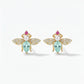 Stone Stud Butterfly Earrings - 18K Gold Plated