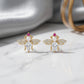 Stone Stud Butterfly Earrings - 18K Gold Plated