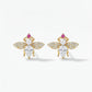 Stone Stud Butterfly Earrings - 18K Gold Plated