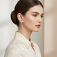 Stone Stud Butterfly Earrings - 18K Gold Plated