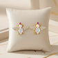 Stone Stud Butterfly Earrings - 18K Gold Plated