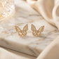 Studded Zirconia Butterfly Stud Earrings - 18K Gold Plated