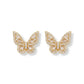 Studded Zirconia Butterfly Stud Earrings - 18K Gold Plated