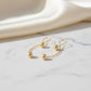 Double Pearl Open Hoop Earrings - 18K Gold Plated