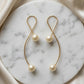 Double Pearl Open Hoop Earrings - 18K Gold Plated